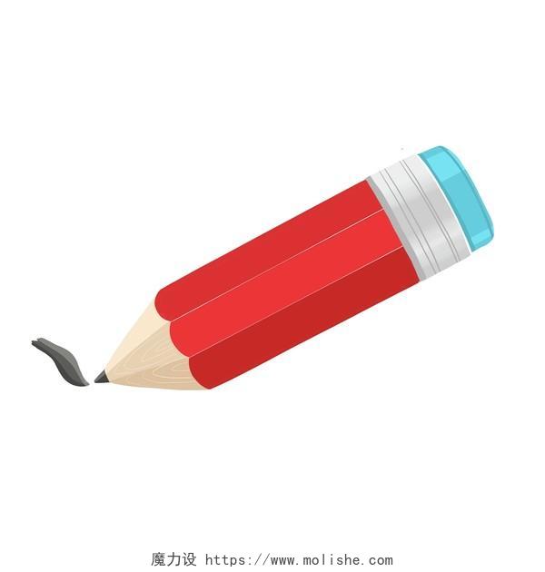卡通手绘插画风红色铅笔免扣小元素开学季铅笔